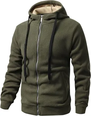 evzosrz Men's Zip Up Fleece Hoodie Lightweight Casual Long Sleeve Sweatshirt Fall Winter Training Hooded Jackets with Pockets
