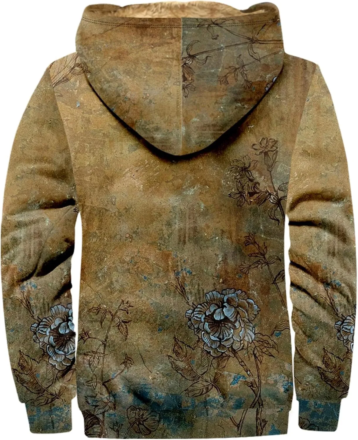 Men Coats Winter With Hood Fleece Lined Zipper Coat Heated Oversized Graphic Sport Jacket