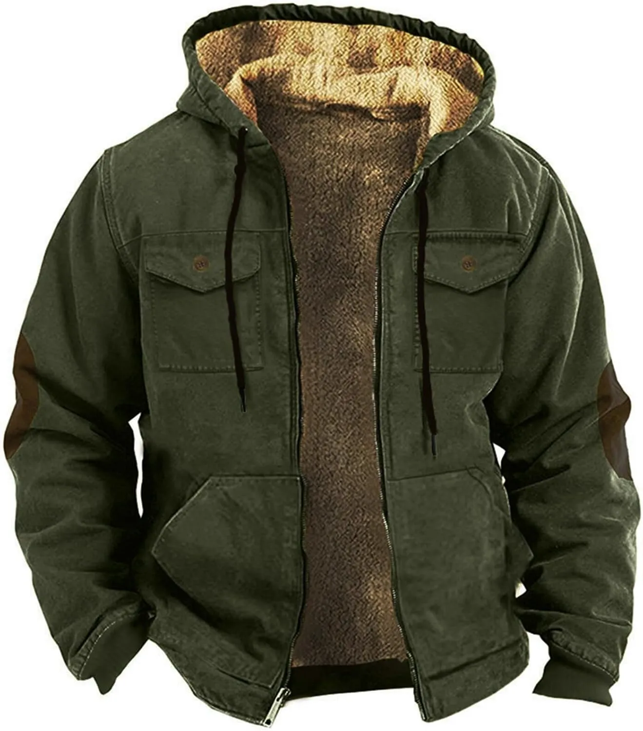 Men's Aztec Western Jackets Cowboy Winter Warm Sherpa Fleece Coats Long Sleeve Retro Ethnic Vintage Casual Jacket