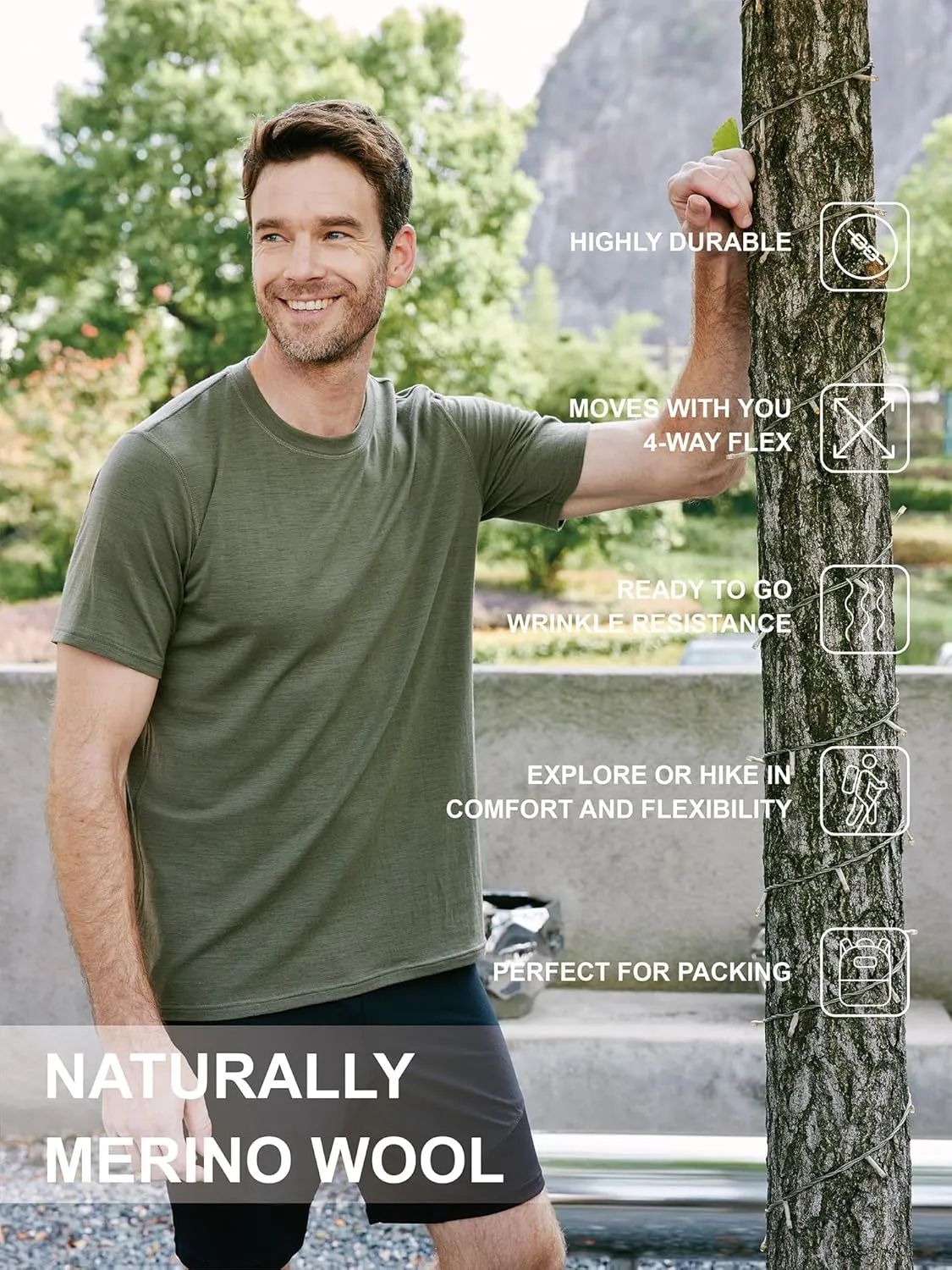 METARINO Men’s Merino Wool T-Shirt Short Sleeve Athletic Tees Lightweight Base Layer Undershirt for Running,Workout