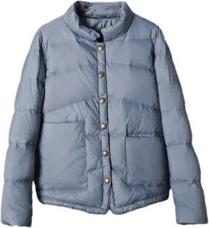 Mnjyihy Women Winter Lightweight White Duck Down Jacket Short Oversize Autumn Puffer Jacket Pocket Parkas