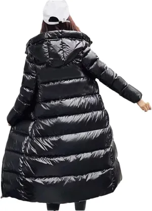 Pulcykp Women Hooded Warm Down Jacket Parkas Winter Coat Long Puffer Coat