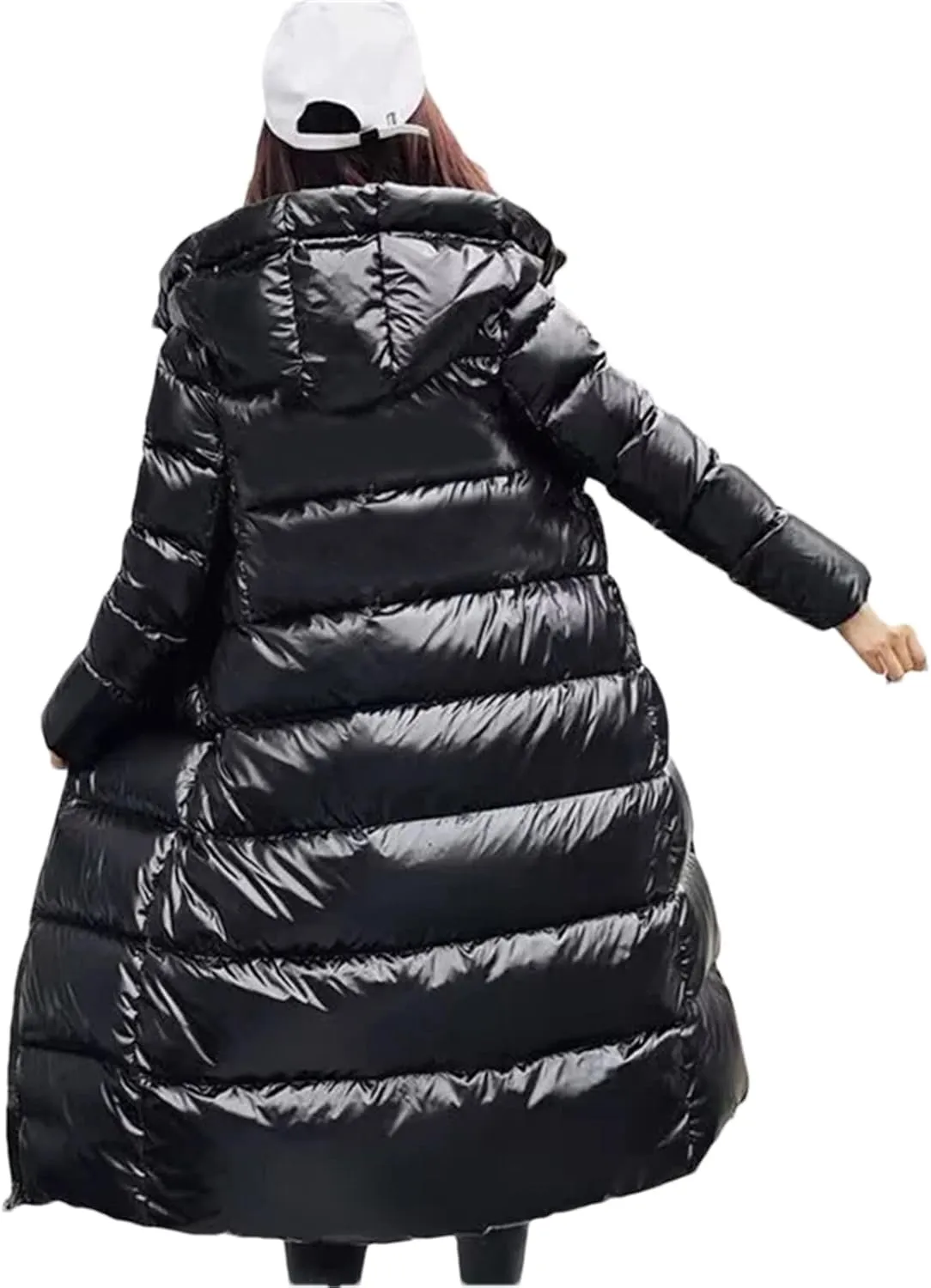 Pulcykp Women Hooded Warm Down Jacket Parkas Winter Coat Long Puffer Coat