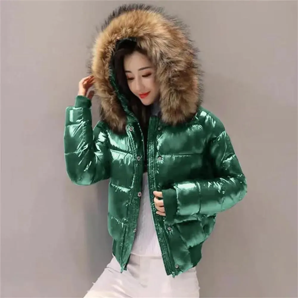 Pulcykp Women Large Warm Puffer Coat Winter Thicken Down Jacket Short Parkas