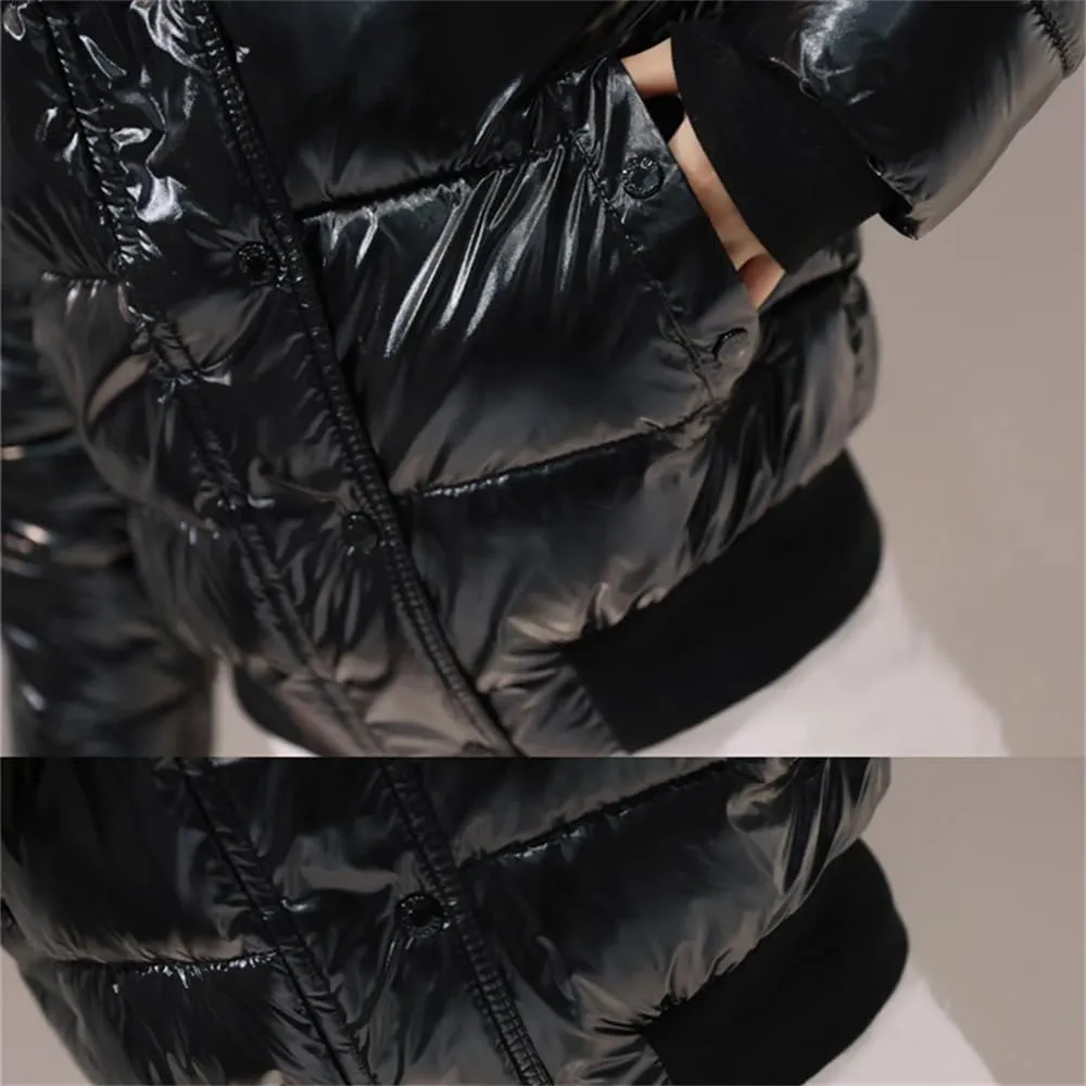 Pulcykp Women Large Warm Puffer Coat Winter Thicken Down Jacket Short Parkas