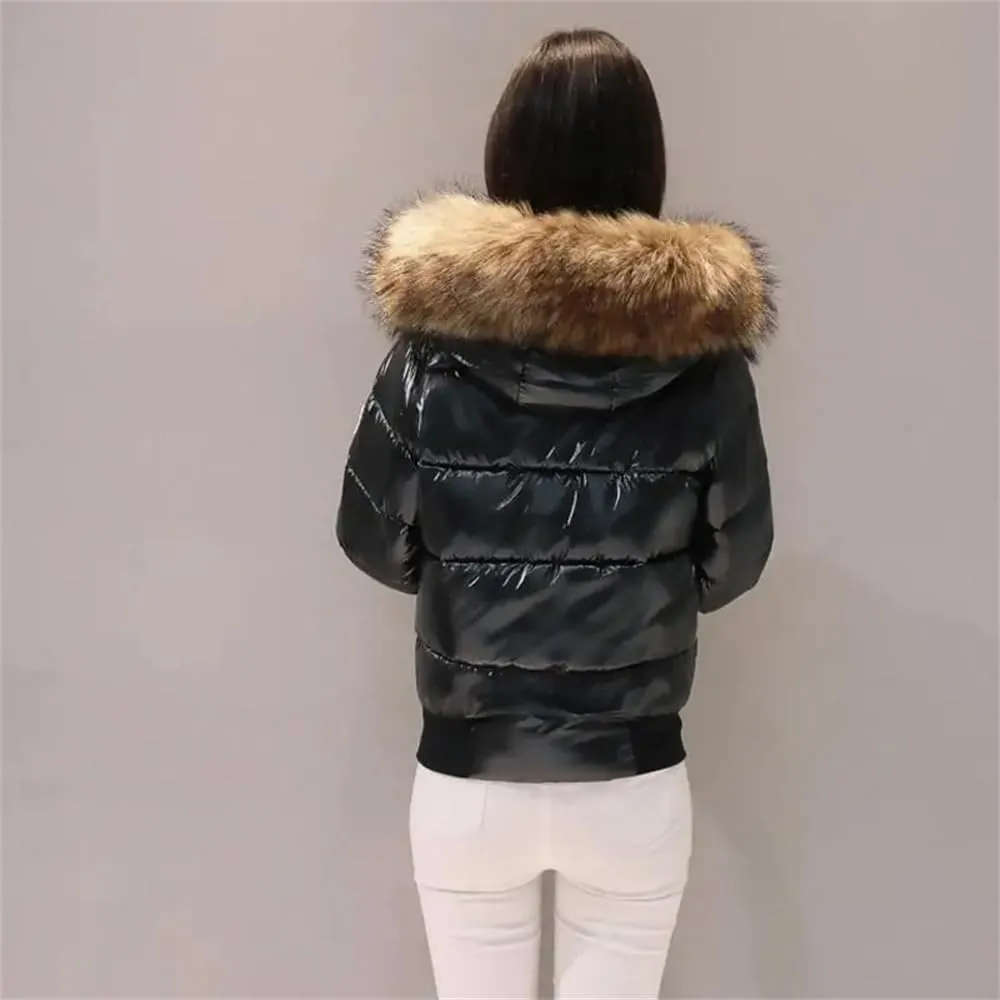Pulcykp Women Large Warm Puffer Coat Winter Thicken Down Jacket Short Parkas