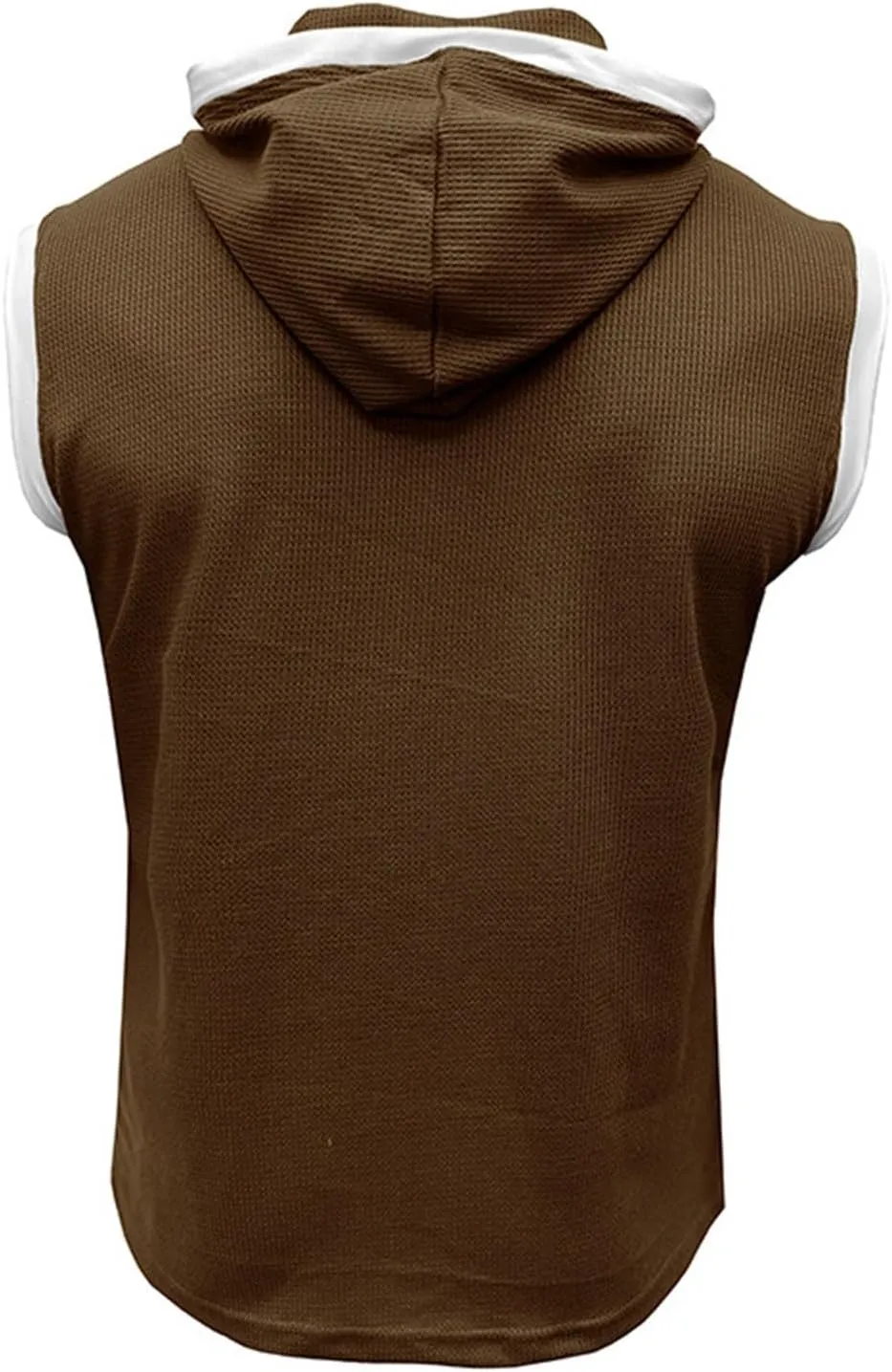 Waffle Tank Top for Men Hooded Shirts Gym Workout Bodybuilding Sleeveless Muscle T Shirts Block Color Vest Hoodies