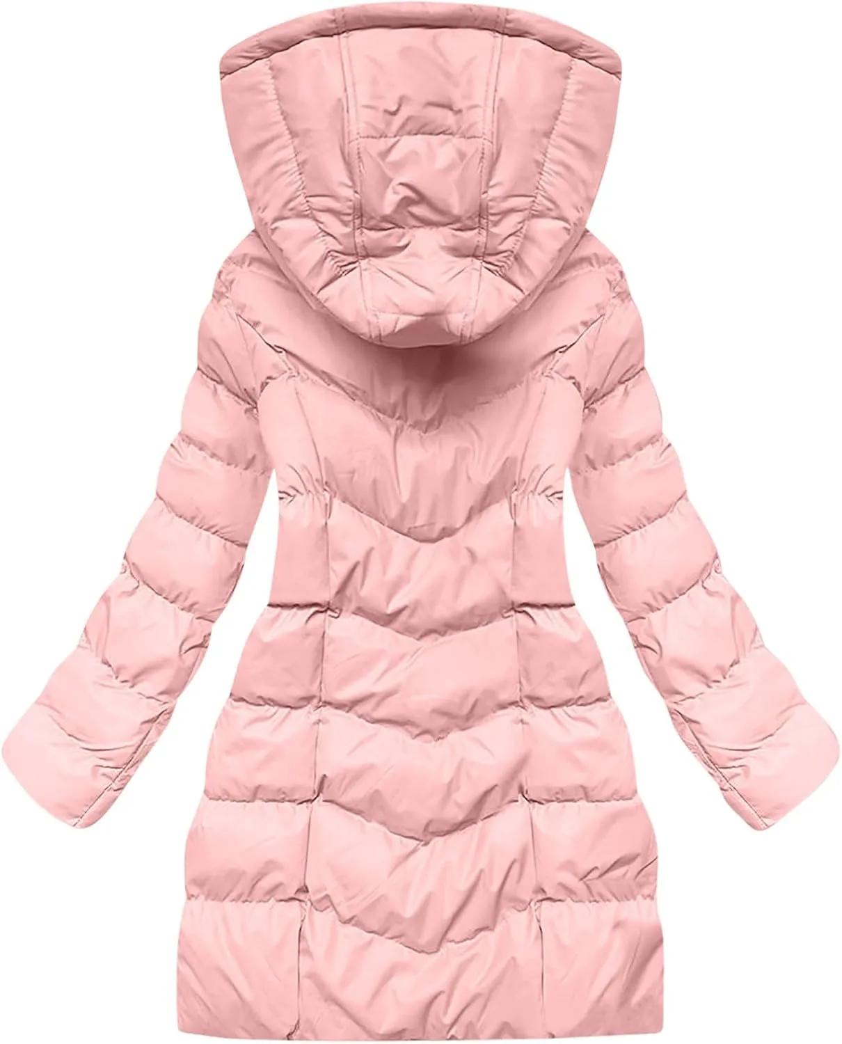 Winter Coats for Women Quilted Down Jacket Full Zip Puffer Coat Thicken Hooded Outerwear Casual Fleece Lined Coat