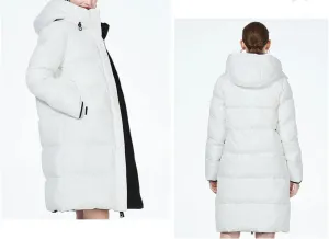 Women's Long Winter Down Jackets Slim Hooded Reversible Cotton Puffer Coat Thicken Thermal Windproof Parkas