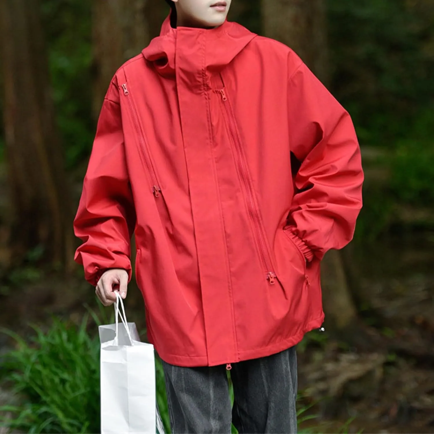 Ymosrh Men's Raincoats Waterproof With Hood Lightweight Mountain Sport Jacket Hooded Windbreaker Raincoat Jackets, M-3XL